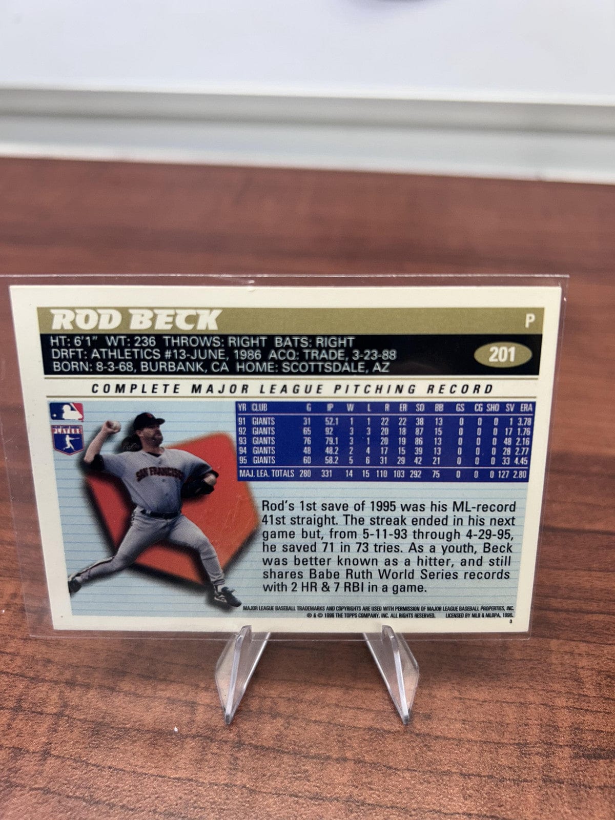 Cheap Sneaks Footwear/Sports Cards Baseball Card Rod Beck 1996 Topps #201 San Francisco Giants