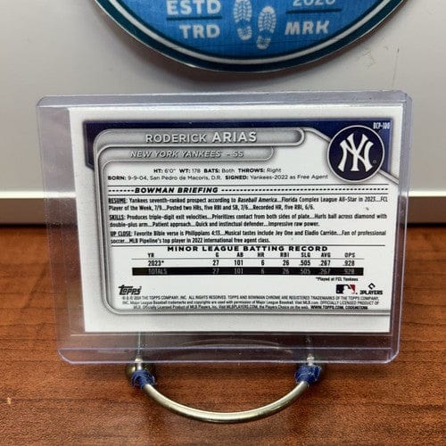 Cheap Sneaks Footwear/Sports Cards Baseball Card Roderick Arias 2024 Bowman Chrome Pink Mojo Refractor BCP-100  141/199