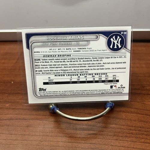 Cheap Sneaks Footwear/Sports Cards Baseball Card Roderick Arias 2024 Bowman Prospect #BP-100 RC New York Yankees Baseba