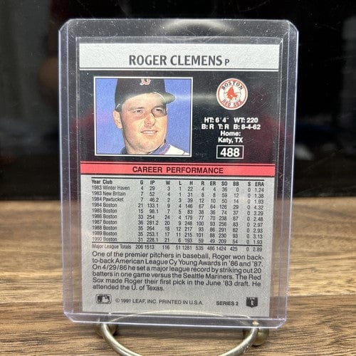 Cheap Sneaks Footwear/Sports Cards Baseball Card ROGER CLEMENS 1991 Leaf Baseball Card #488 - Boston Red Sox