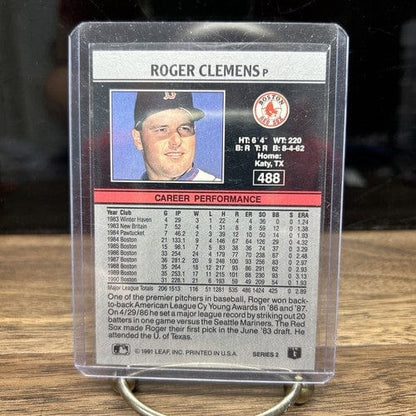 Cheap Sneaks Footwear/Sports Cards Baseball Card ROGER CLEMENS 1991 Leaf Baseball Card #488 - Boston Red Sox