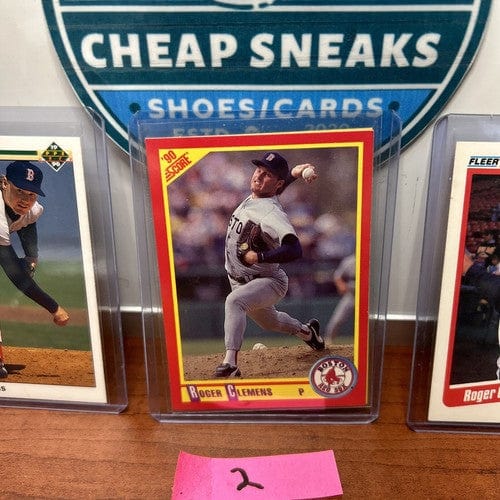Cheap Sneaks Footwear/Sports Cards Baseball Card Roger Clemens Lot (3) Boston Red Sox 1990 Upperdeck+Fleer+Score