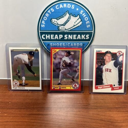 Cheap Sneaks Footwear/Sports Cards Baseball Card Roger Clemens Lot (3) Boston Red Sox 1990 Upperdeck+Fleer+Score