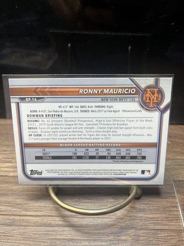 Cheap Sneaks Footwear/Sports Cards Baseball Card Ronny Mauricio #BP-16 2022 Bowman Prospects New York Mets