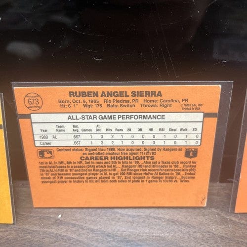 Cheap Sneaks Footwear/Sports Cards Baseball Card Ruben Sierra Texas Ranger 4 Card Lot 1988,1989, 1990 Donruss Lot