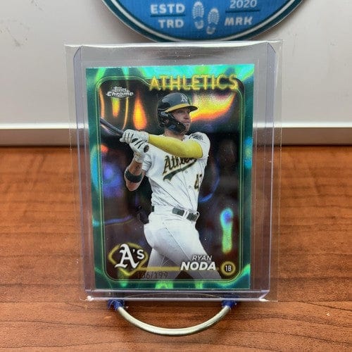 Cheap Sneaks Footwear/Sports Cards Baseball Card Ryan Noda 2024 Chrome, Oakland Athletics Aqua Raywave Refractor  #284