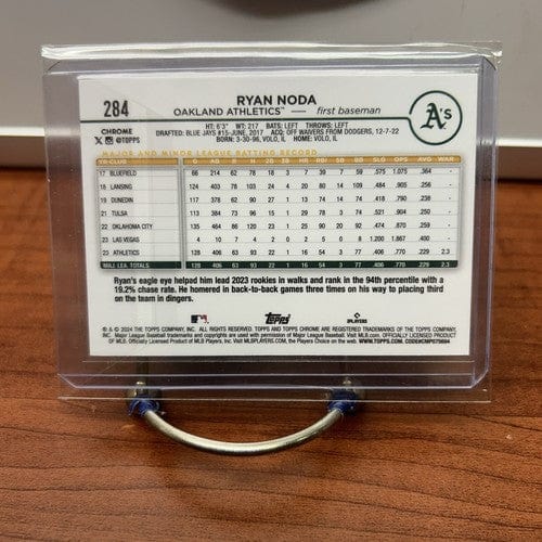 Cheap Sneaks Footwear/Sports Cards Baseball Card Ryan Noda 2024 Chrome, Oakland Athletics Aqua Raywave Refractor  #284