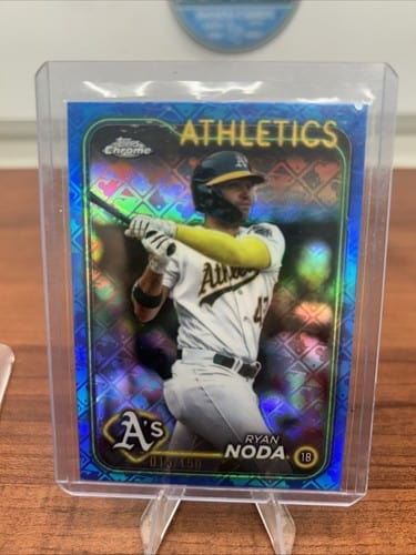 Cheap Sneaks Footwear/Sports Cards Baseball Card Ryan Noda 2024 Topps Chrome Blue Logofractor Refractor 15/150 #284 Oak