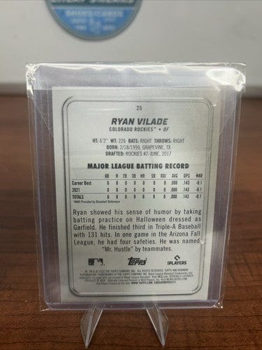 Cheap Sneaks Footwear/Sports Cards Baseball Card Ryan Vilade RC 2022 Bowman Platinum Ice Foil + Base  #25 Colorado Rock