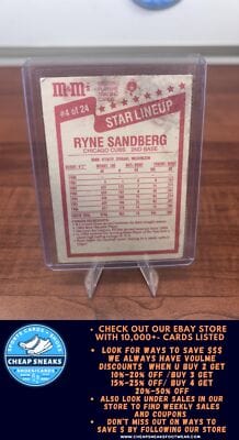 Cheap Sneaks Footwear/Sports Cards Baseball Card Ryne Sandberg 1987 M&M's Star Lineup Damaged #4 Chicago Cubs