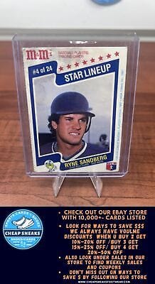 Cheap Sneaks Footwear/Sports Cards Baseball Card Ryne Sandberg 1987 M&M's Star Lineup Damaged #4 Chicago Cubs