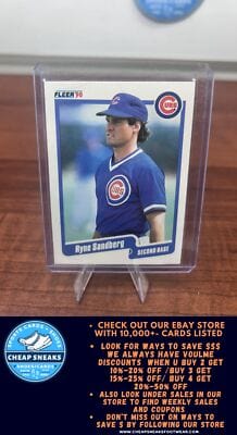 Cheap Sneaks Footwear/Sports Cards Baseball Card Ryne Sandberg 1990 Fleer #40 Chicago Cubs