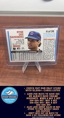 Cheap Sneaks Footwear/Sports Cards Baseball Card Ryne Sandberg 1992 Donruss McDonald's MVP #6 Chicago Cubs