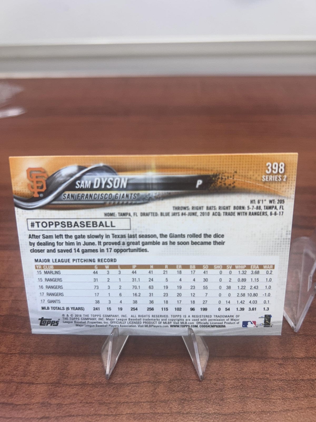 Cheap Sneaks Footwear/Sports Cards Baseball Card Sam Dyson 2018 Topps #398 San Francisco Giants