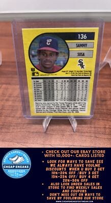 Cheap Sneaks Footwear/Sports Cards Baseball Card Sammy Sosa 1991 Fleer #136 Chicago White Sox
