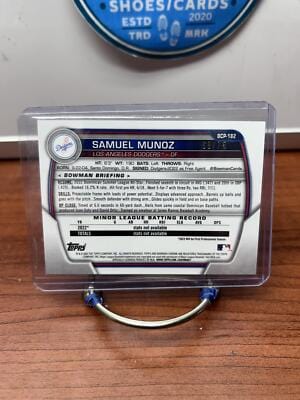 Cheap Sneaks Footwear/Sports Cards Baseball Card Samuel Munoz 2023 Bowman Chrome Yellow Wave refractor #BCP-182  Dodger