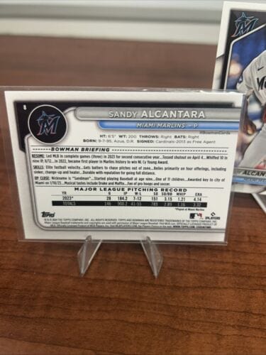 Cheap Sneaks Footwear/Sports Cards Baseball Card Sandy Alcantara 2024 Bowman Baseball Card #8+ Bonus Card Miami Marlins