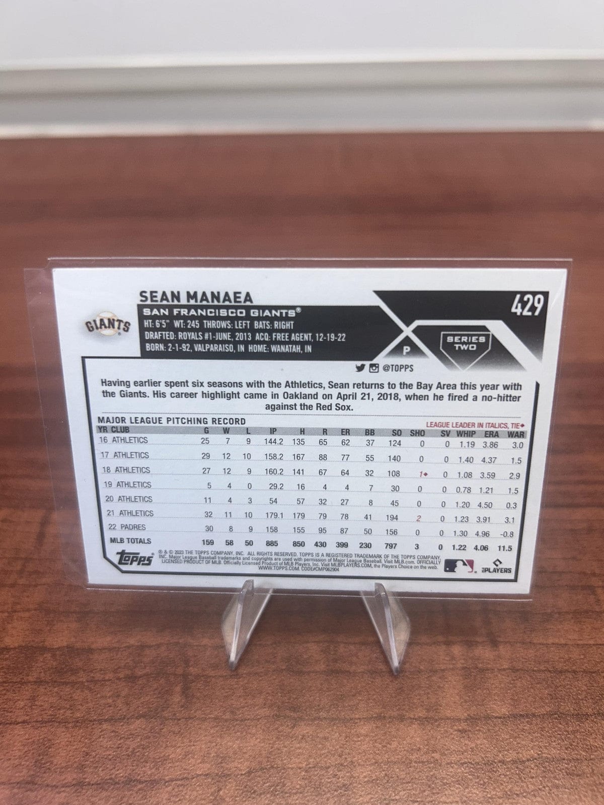 Cheap Sneaks Footwear/Sports Cards Baseball Card Sean Manaea 2023 Topps #429 San Francisco Giants