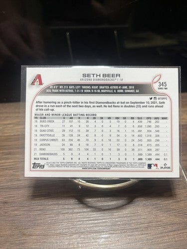 Cheap Sneaks Footwear/Sports Cards Baseball Card SETH BEER (RC) 2022 Topps Series 2 Rookie Baseball Card #345 Diamondba