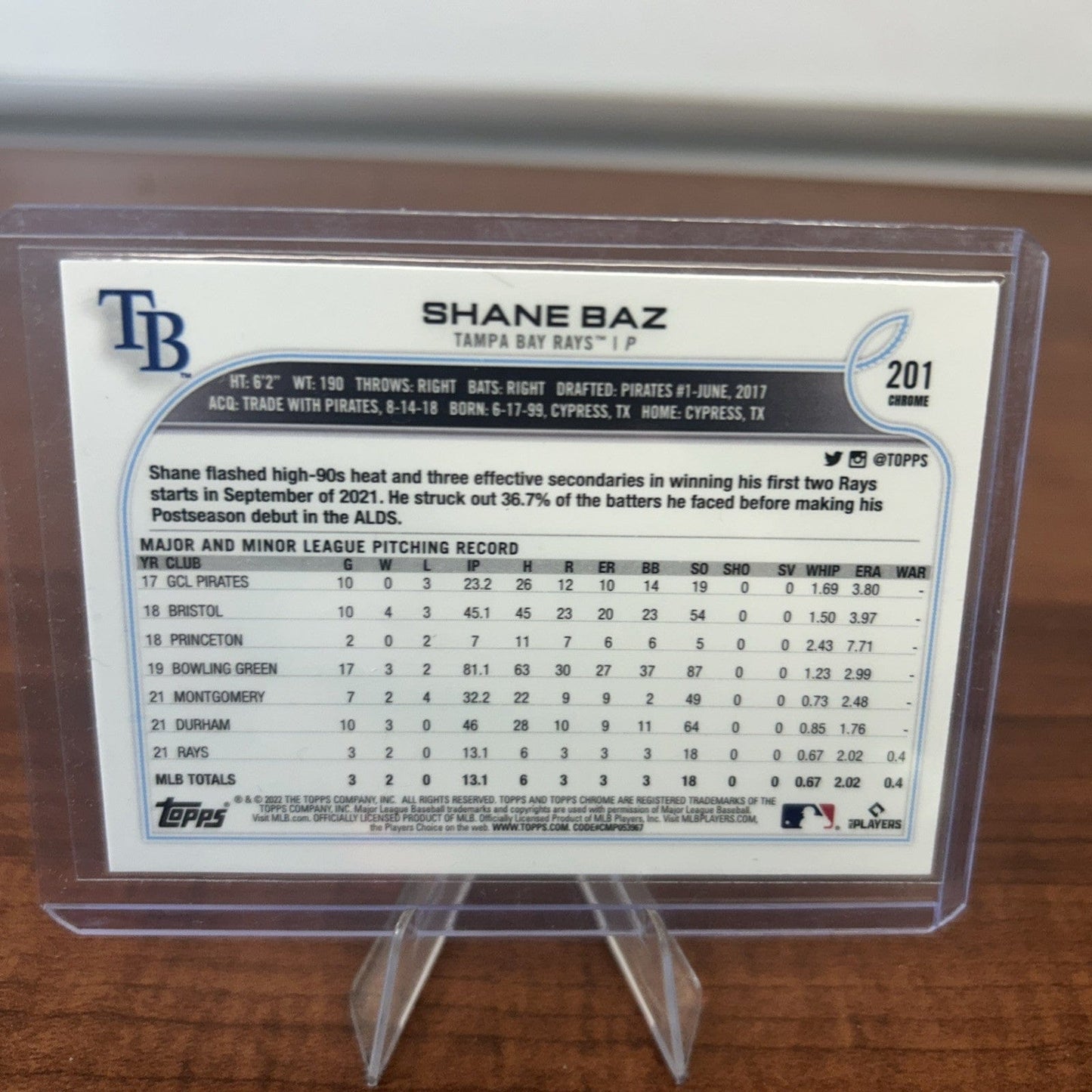 Cheap Sneaks Footwear/Sports Cards Baseball Card Shane Baz 2022 Topps Chrome - Pink Refractor #201  (RC) Tampa Bay Rays