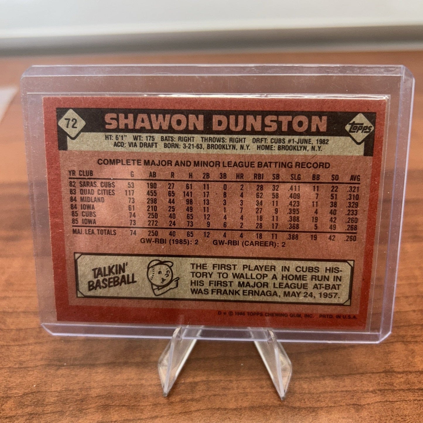Cheap Sneaks Footwear/Sports Cards Baseball Card Shawon Dunston 1986 Topps #72 Baseball Card Chicago Cubs NR MNT