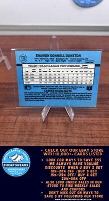 Cheap Sneaks Footwear/Sports Cards Baseball Card Shawon Dunston 1988 Donruss #146b Chicago Cubs