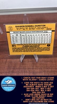Cheap Sneaks Footwear/Sports Cards Baseball Card Shawon Dunston 1989 Donruss #137 Chicago Cubs