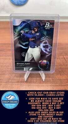 Cheap Sneaks Footwear/Sports Cards Baseball Card Simon Juan 2023 Bowman Platinum Top Prospects #TOP-56 New York Mets