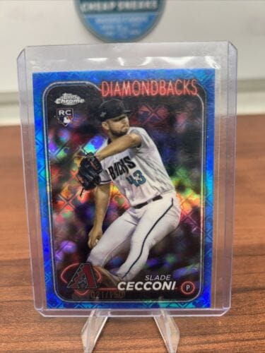 Cheap Sneaks Footwear/Sports Cards Baseball Card Slade Cecconi RC 2024 Topps Chrome Blue Logofractor Refractor /150 #77