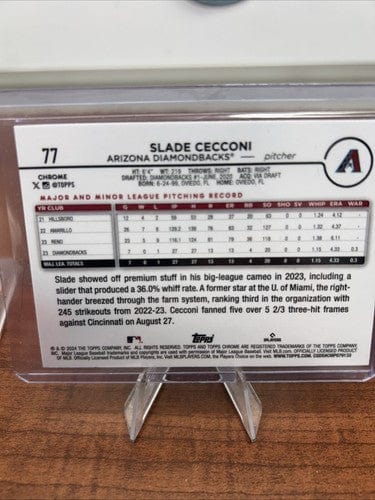 Cheap Sneaks Footwear/Sports Cards Baseball Card Slade Cecconi (RC) 2024 Topps Chrome Green Logofractor Refractor 23/99