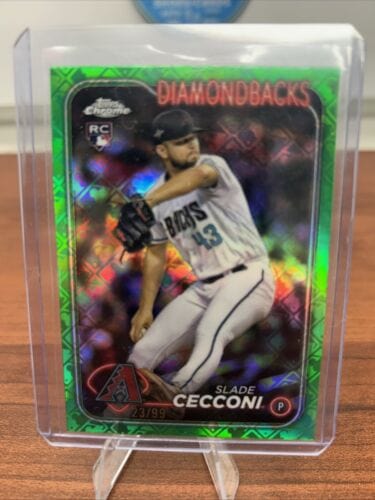 Cheap Sneaks Footwear/Sports Cards Baseball Card Slade Cecconi (RC) 2024 Topps Chrome Green Logofractor Refractor 23/99