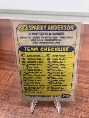 Cheap Sneaks Footwear/Sports Cards Baseball Card Sparky Anderson 1987 Topps #218 Detroit Tigers