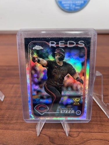Cheap Sneaks Footwear/Sports Cards Baseball Card Spencer Steer 2024 Topps Chrome Logofractor #104 Reds