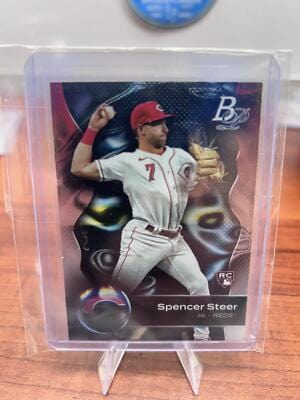 Cheap Sneaks Footwear/Sports Cards Baseball Card Spencer Steer RC 2023 Bowman Platinum #76 Cincinnati Reds