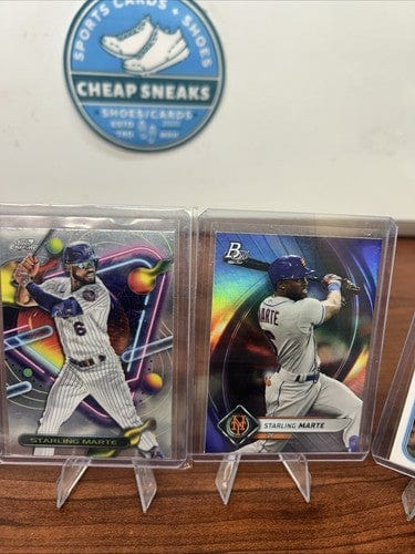Cheap Sneaks Footwear/Sports Cards Baseball Card Starling Marte New York Mets Lot 2023 Topps Chrome Cosmic/2022 Bowman