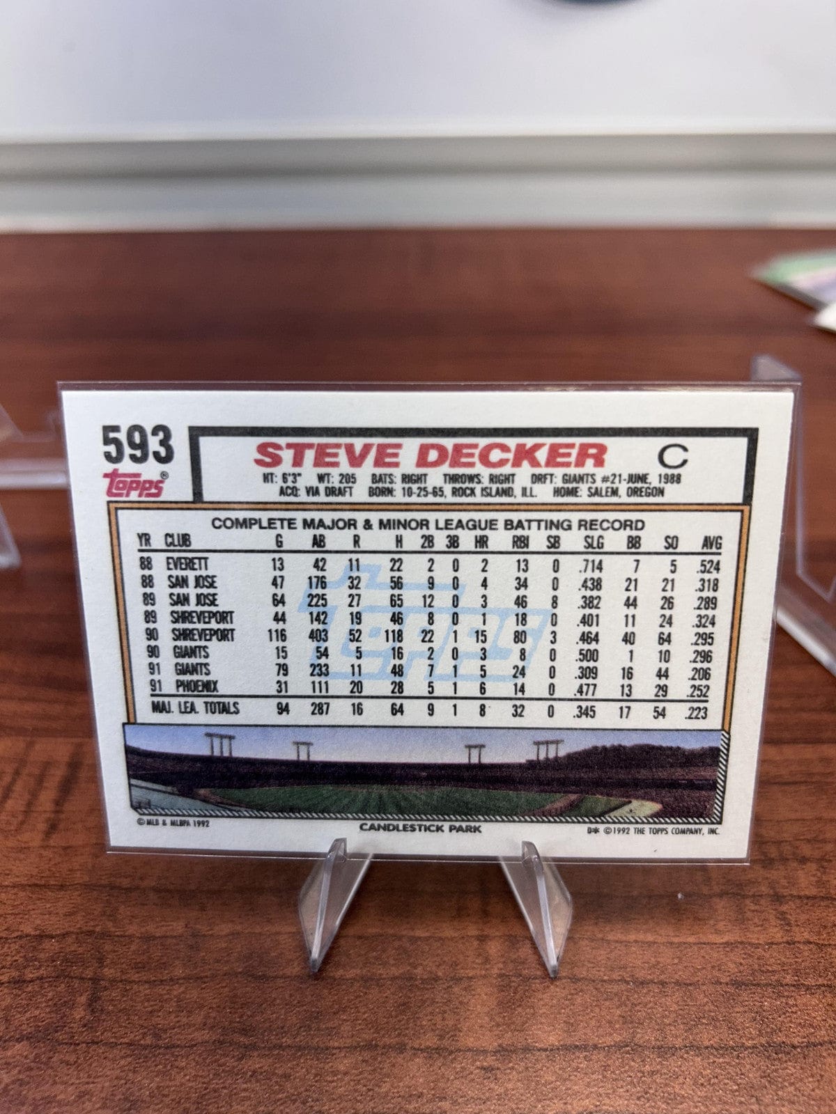 Cheap Sneaks Footwear/Sports Cards Baseball Card Steve Decker 1992 Topps #593 San Francisco Giants