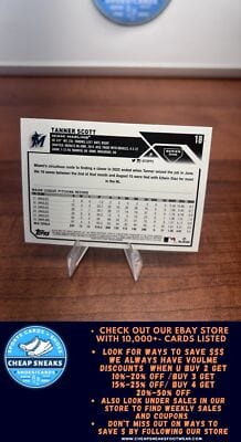 Cheap Sneaks Footwear/Sports Cards Baseball Card Tanner Scott 2023 Topps #18 Miami Marlins