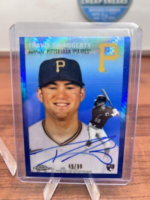 Cheap Sneaks Footwear/Sports Cards Baseball Card Travis Swaggerty  2023 Topps Chrome Platinum Anniv Auto Blue Prism /99