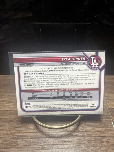 Cheap Sneaks Footwear/Sports Cards Baseball Card Trea Turner 2022 Bowman Chrome #43 Los Angeles Dodgers