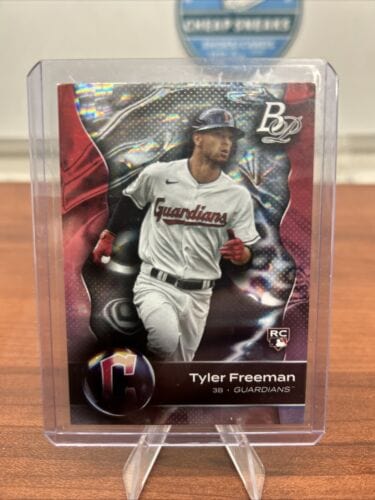 Cheap Sneaks Footwear/Sports Cards Baseball Card Tyler Freeman (RC) 2023 Bowman Platinum Cracked Ice Foil Cleveland Gua