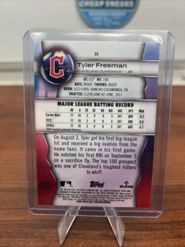 Cheap Sneaks Footwear/Sports Cards Baseball Card Tyler Freeman (RC) 2023 Bowman Platinum Cracked Ice Foil Cleveland Gua