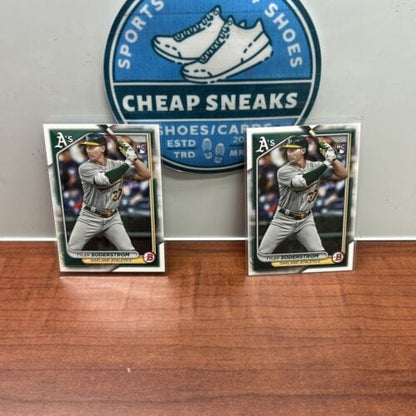 Cheap Sneaks Footwear/Sports Cards Baseball Card Tyler Soderstrom 2024 Bowman Base Rookie Card 2 Card Lot #15 Oakland A