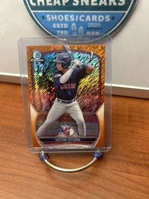 Cheap Sneaks Footwear/Sports Cards Baseball Card Victor Izturis 2023 Bowman Chrome Orange Refractor #BCP-175 Guardians