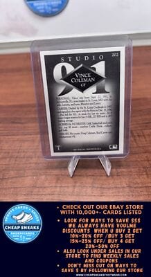 Cheap Sneaks Footwear/Sports Cards Baseball Card Vince Coleman 1991 Studio #202 New York Mets