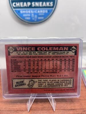 Cheap Sneaks Footwear/Sports Cards Baseball Card Vince Coleman RC 1986 Topps #370 St. Louis Cardinals