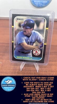 Cheap Sneaks Footwear/Sports Cards Baseball Card Wade Boggs 1987 Donruss #252 Boston Red Sox