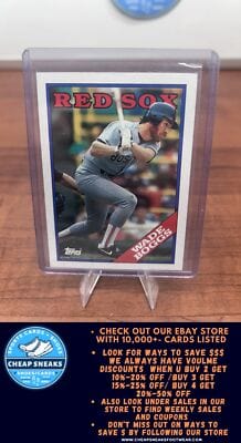 Cheap Sneaks Footwear/Sports Cards Baseball Card Wade Boggs 1988 Topps #200 Boston Red Sox