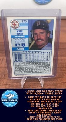 Cheap Sneaks Footwear/Sports Cards Baseball Card Wade Boggs 1989 Score #175 Boston Red Sox