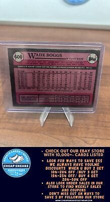 Cheap Sneaks Footwear/Sports Cards Baseball Card Wade Boggs 1989 Topps #600 Boston Red Sox