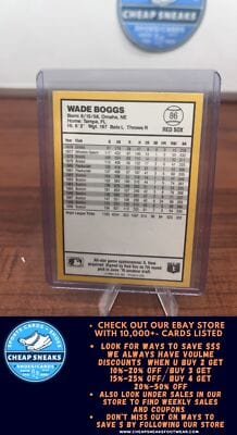 Cheap Sneaks Footwear/Sports Cards Baseball Card Wade Boggs 1990 Donruss Best of the AL #86 Boston Red Sox
